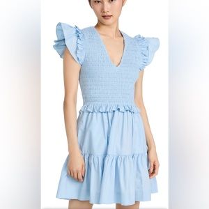 NWT Sea Dresses Sea Phoebe Cotton Flutter Sleeve Smocked Dress